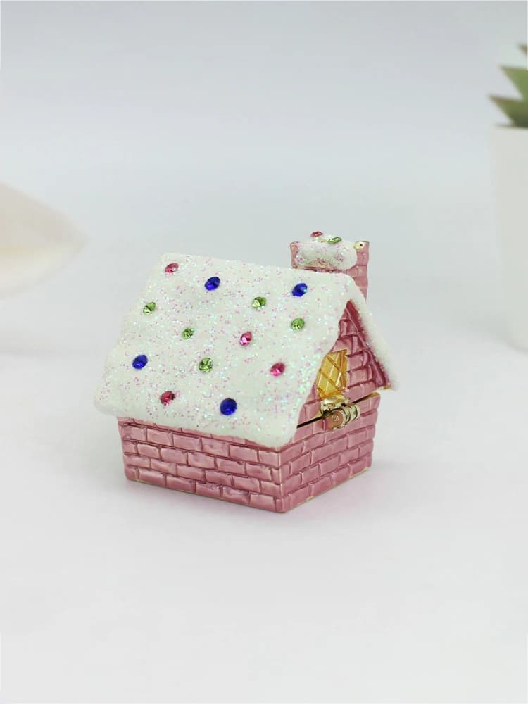 SHINNYGIFTS – boîte à bijoux en forme de maison, décor en strass, mallette de rangement de bibelots