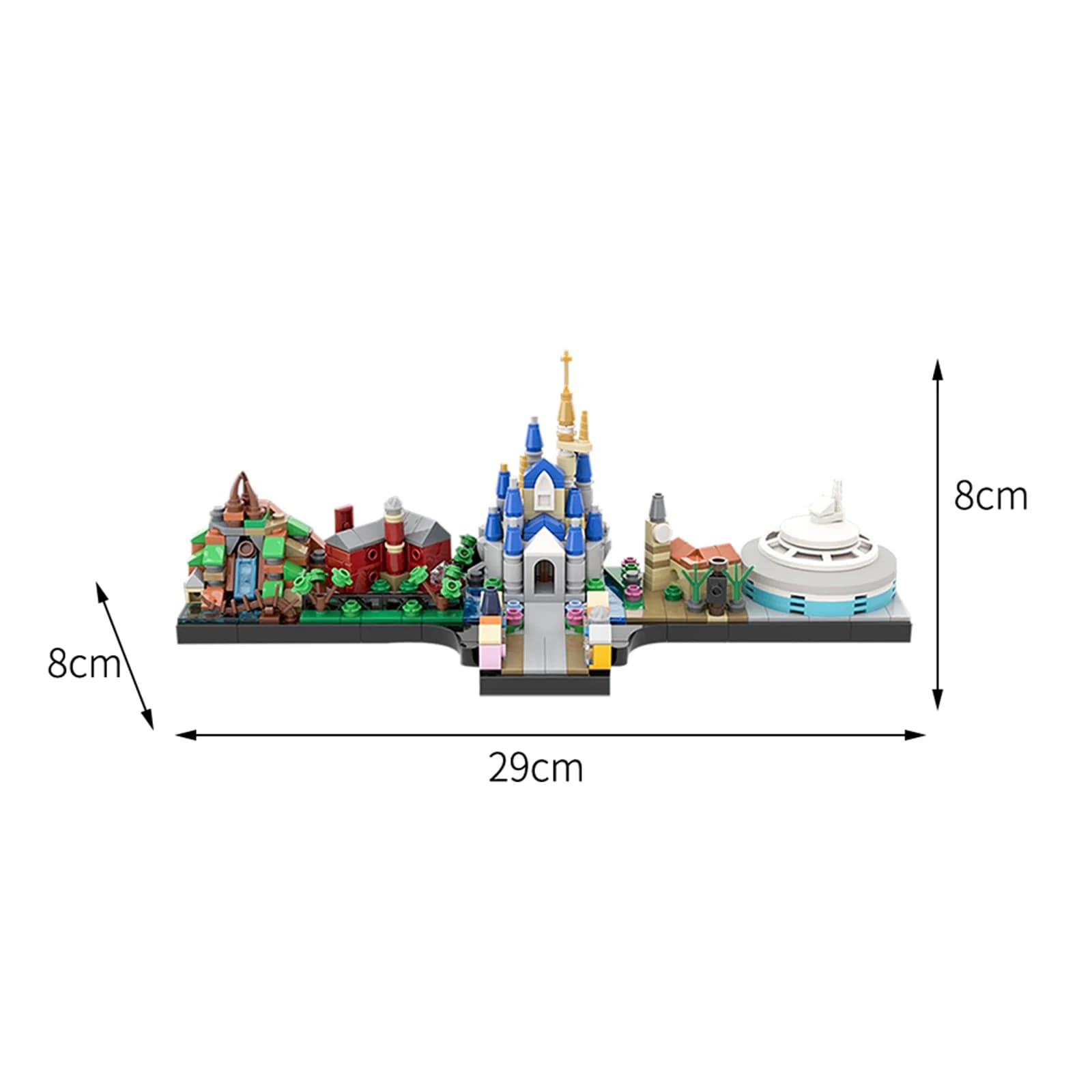 MOC-28995 Blocs de construction style Magic Kingdom - Modèle emblématique de château et de paysage u