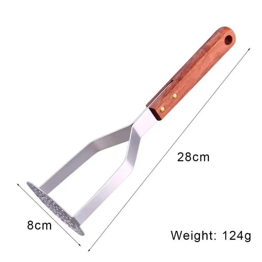 Presse-purée à pommes de terre en acier inoxydable, avec manche en bois, pour purée de légumes et de