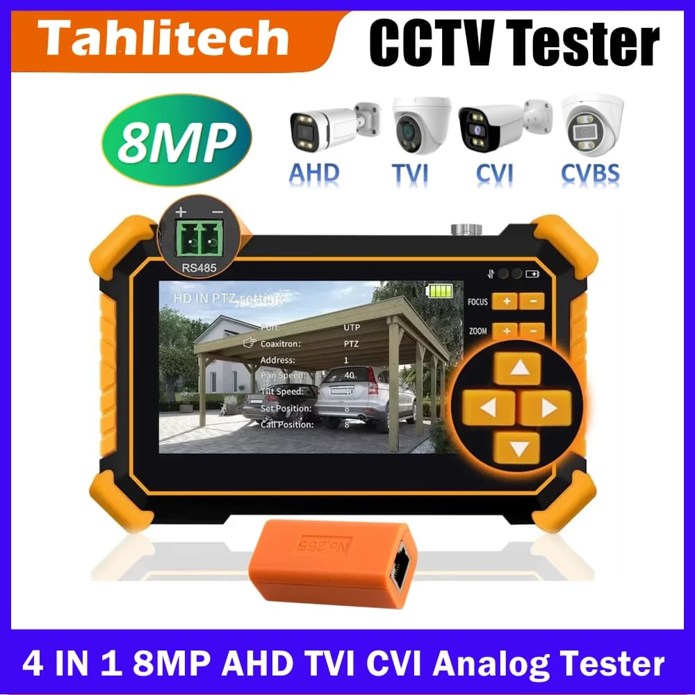 Testeur de caméra CCTV HD 8MP 4,3 pouces pour TVI/CVI/AHD/CVBS avec contrôle PTZ, détection automati