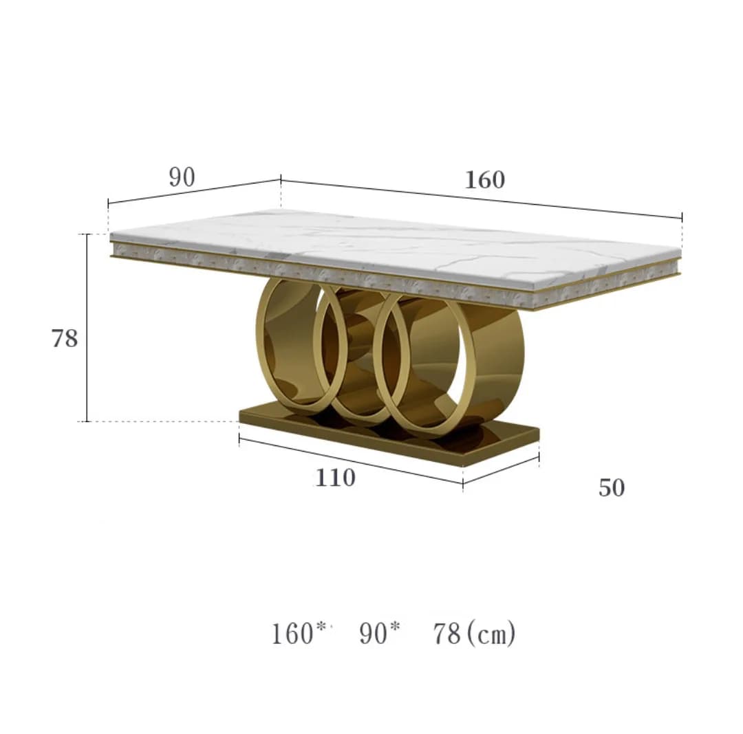 Tables à manger modernes en marbre de luxe doux et petit appartement rectangulaire simple6People10Ta
