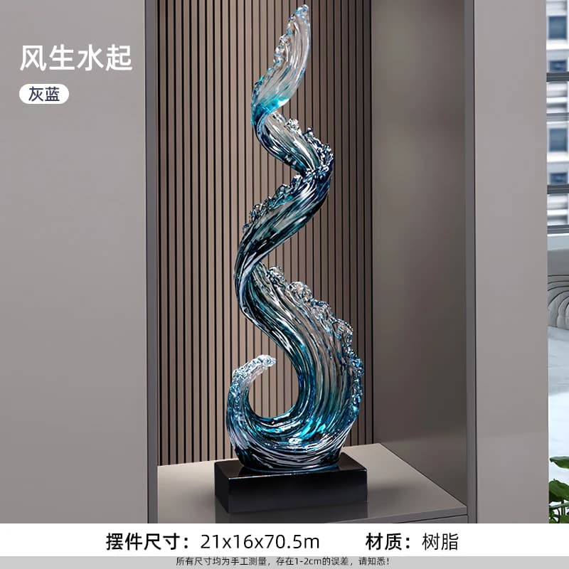 Décorations pour la maison, décorations en montée de vent et d'eau, Sculpture en résine bleue, décor