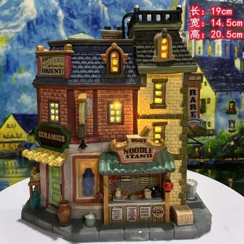 Magasin de Céramiques Orientales & Stand de Nouilles de Wong - Maquette de Village Miniature - Maiso