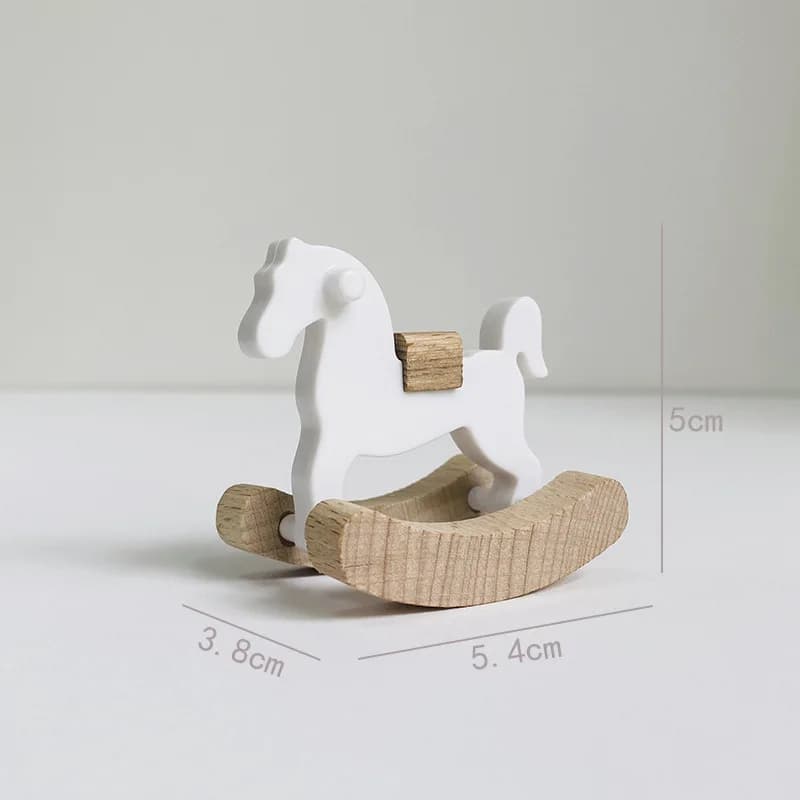 Cheval à bascule en bois 1:12, ornements pour maison de poupée, Mini cheval en bois, modèle de poupé