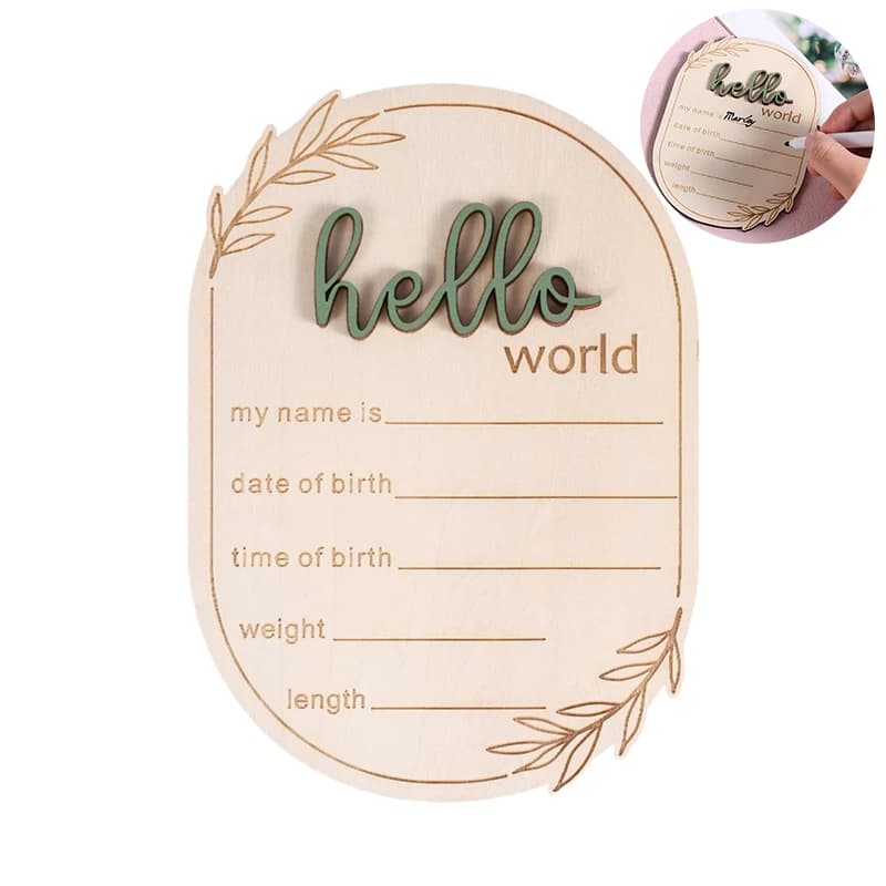 Panneau d'annonce de bébé, panneau d'annonce de nouveau-né en bois de 5.91x4.13 pouces, panneau de n