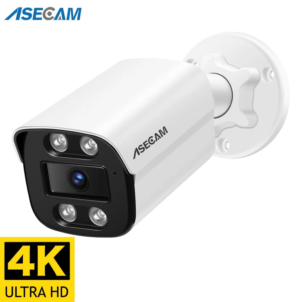 ASECAM Caméra de Surveillance extérieure IP POE hd 8MP/4K, dispositif de sécurité domestique en méta
