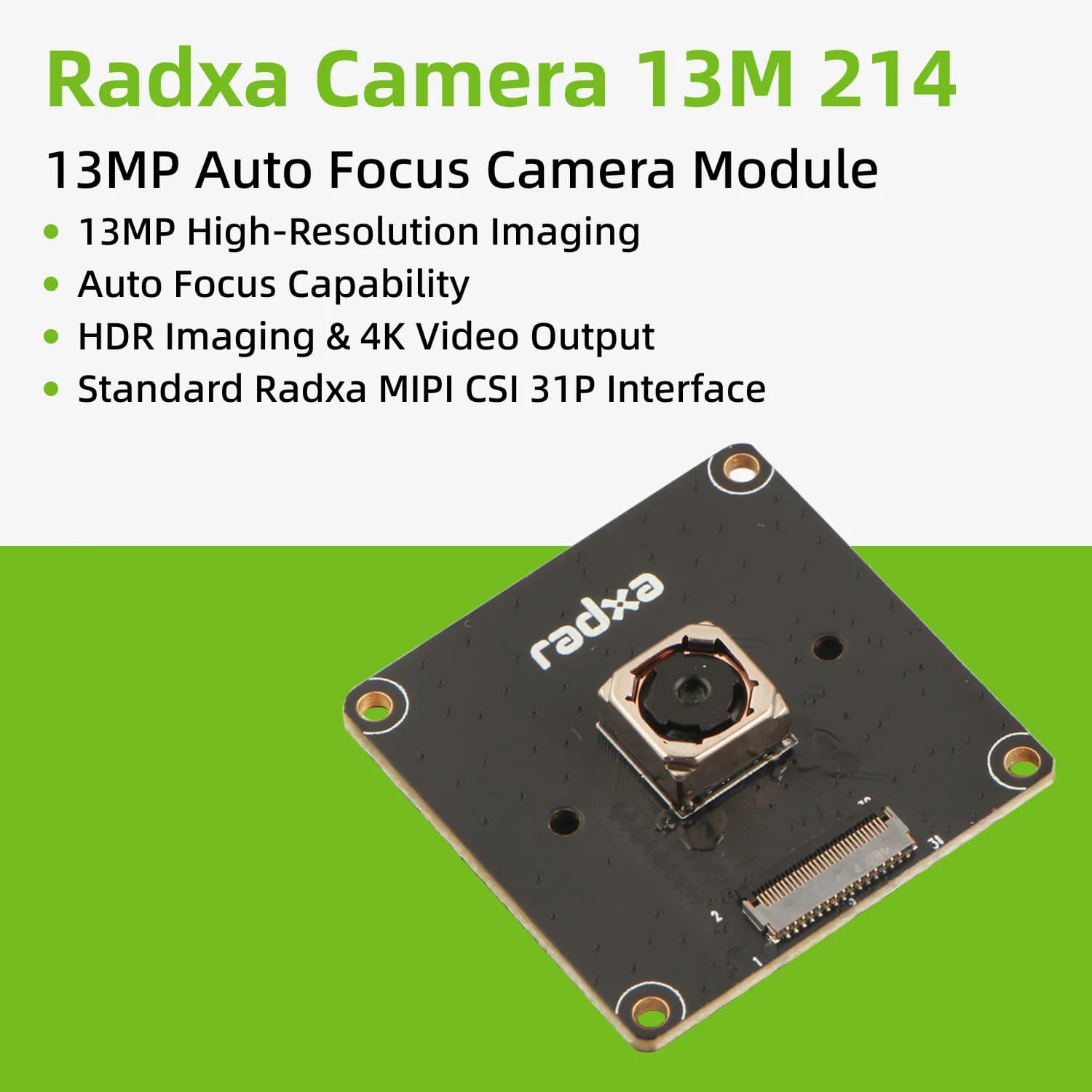 Radxa Camera13M 214 prend en charge les modules Cubie A5E, A7A, A7Z, A7S, NIO 12L, ROCK 4D et IMX214