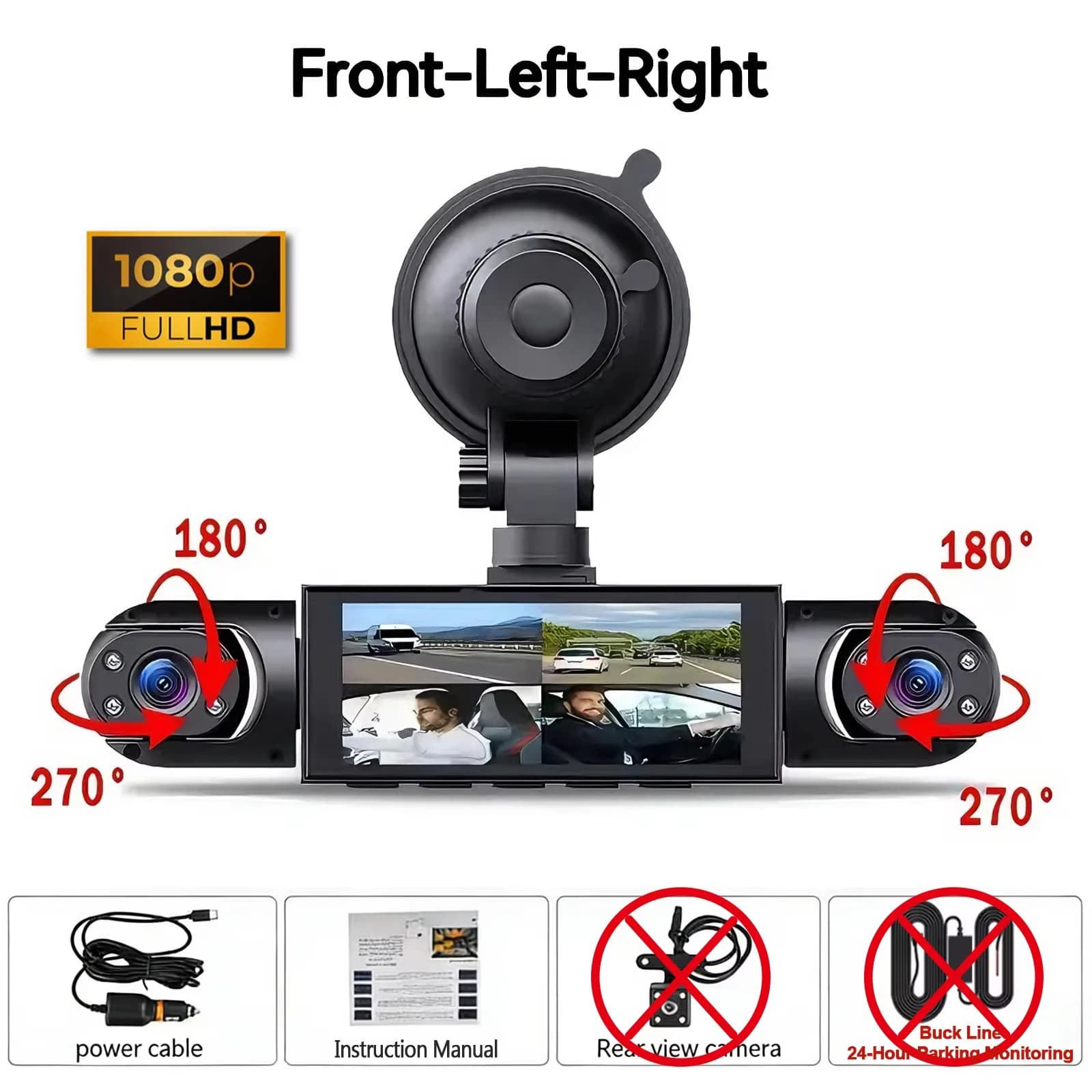 Dash Cam Véhicule DVR enregistreur vidéo 4 caméras pour voitures boîte noire avant arrière interne V