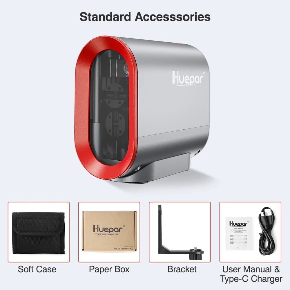 Huepar niveau Laser 2 lignes 3D auto-nivelant 360 lignes transversales horizontales et verticales fa