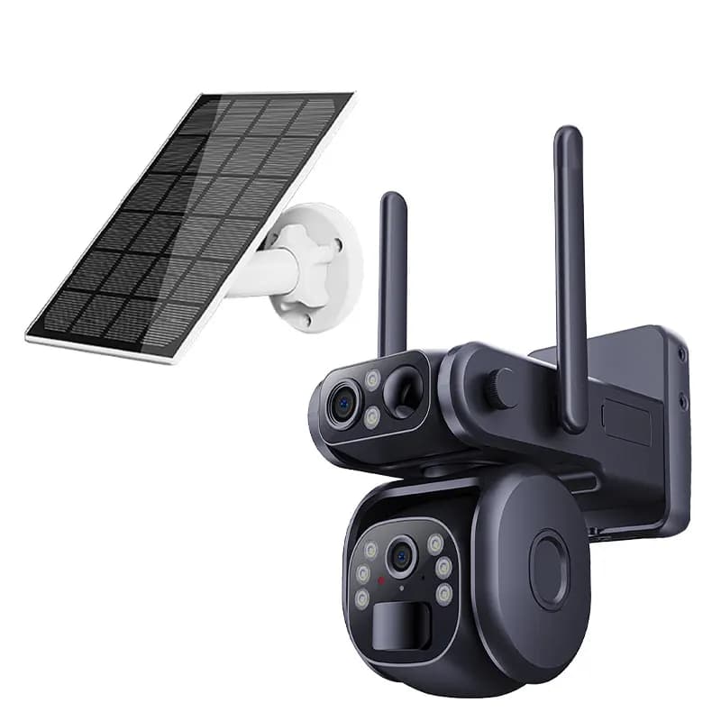 Caméra Dôme IP Ubox APP 4MP à Double Objectif, Alimentation Solaire, Wi-Fi / 4G, Vision Nocturne Cou