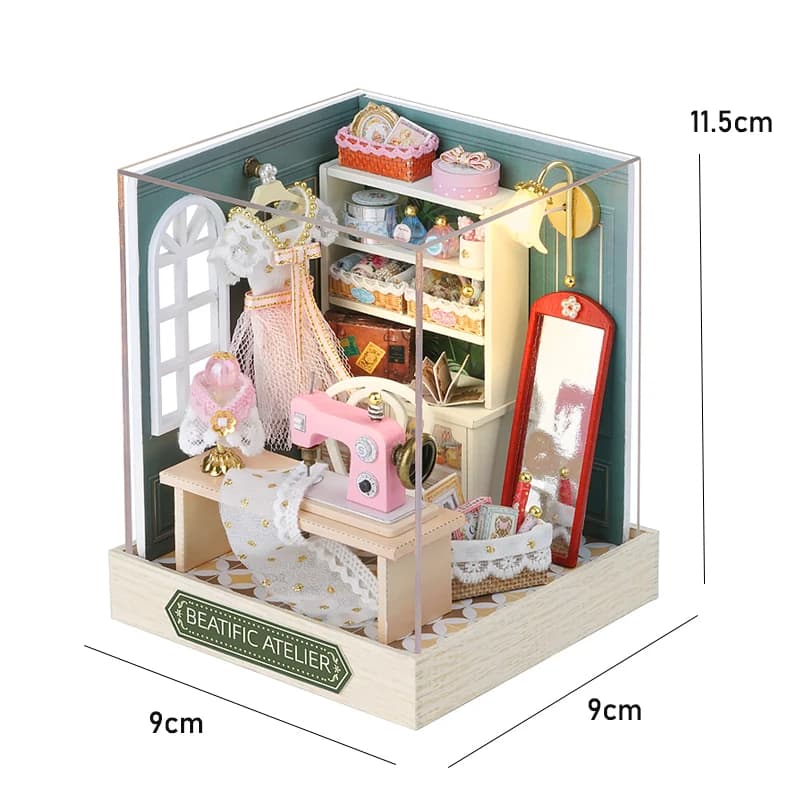 Kit Book Nook Vintage avec Lumière LED, Maison de Poupée en Bois DIY, Décoration d'Étagère, Cadeau C