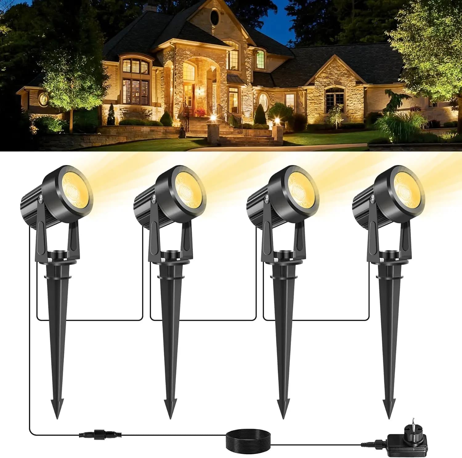 Projecteur LED extérieur 4/6/8/10led 3000K paysage voie jardin lumières étanche IP65 décoratif blanc