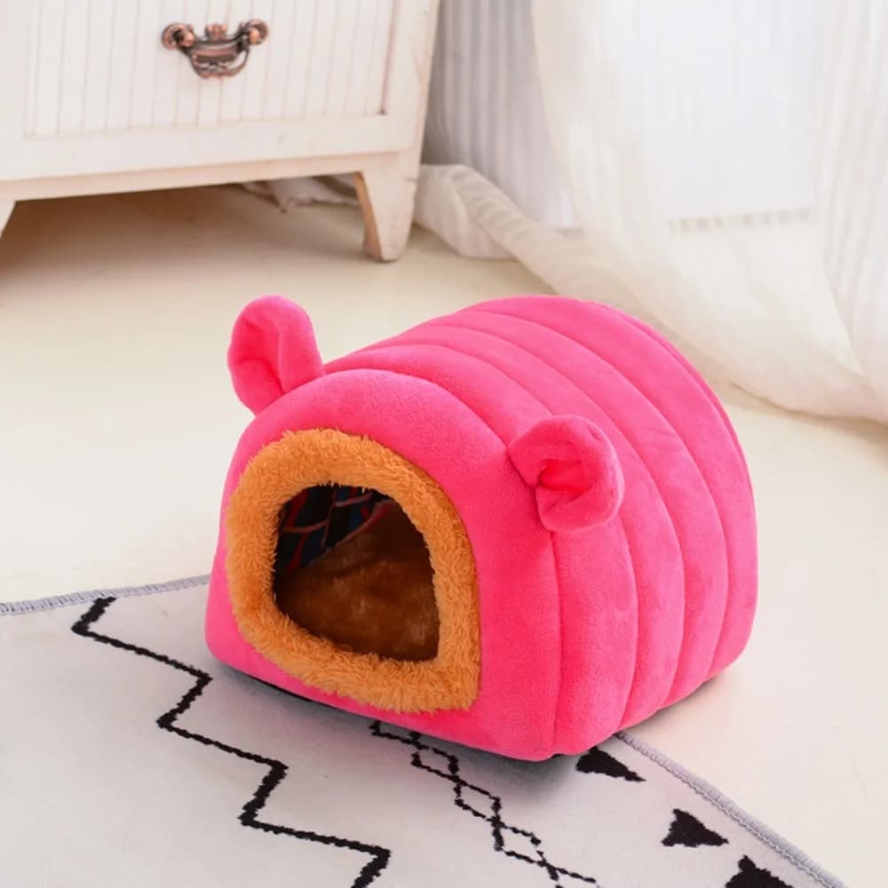 Nid chaud en velours pour Hamster, maison de couchage épaisse et Semi-fermée avec oreille, cachette