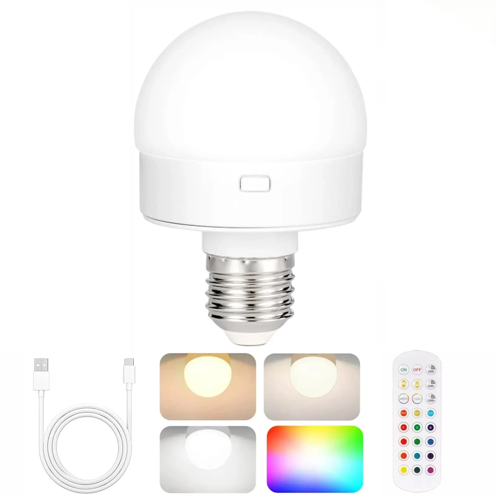 Ampoules LED rechargeables, télécommande, à piles, avec minuterie, variable, 3 températures de coule
