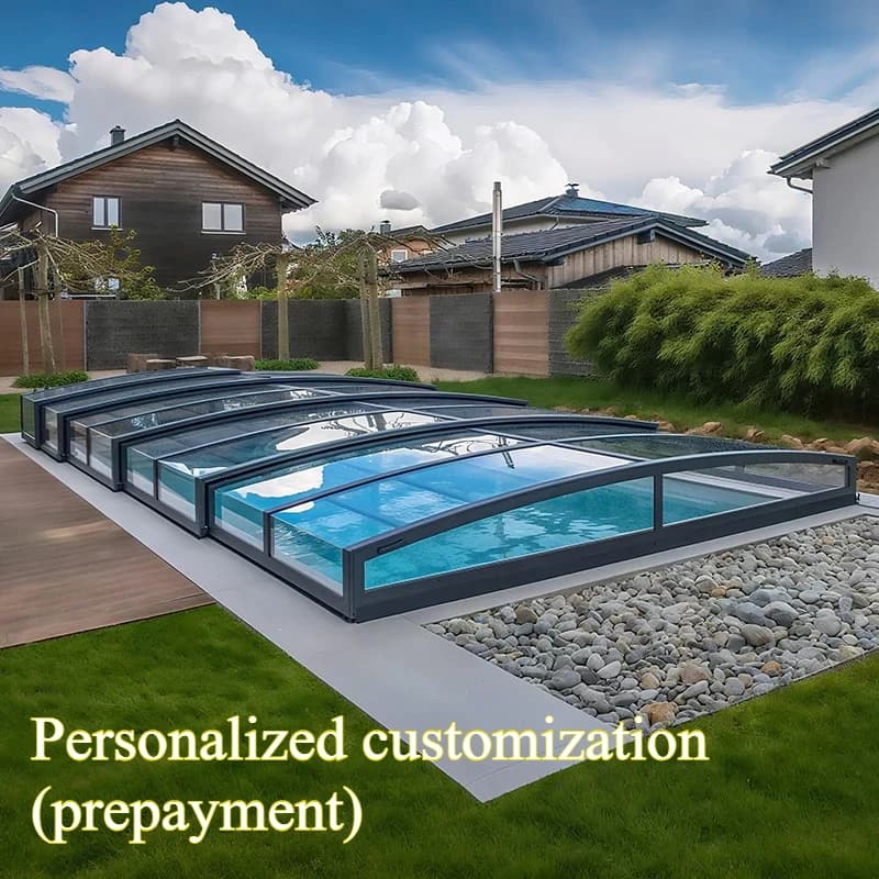 Couverture de piscine télescopique en aluminium sur mesure, toutes tailles, transparente, rétractabl