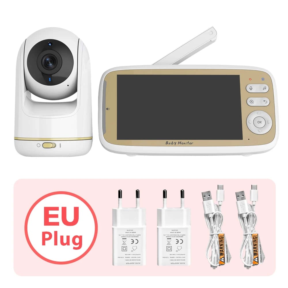 Caméra de surveillance pour bébé sans fil 5 pouces, Zoom 3X, inclinaison panoramique, vidéo, Audio,