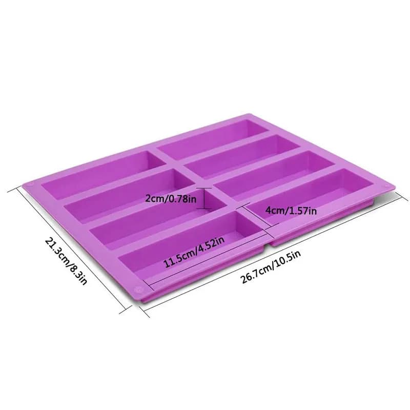 Moules rectangulaires en Silicone pour barre de Granola, 8 cavités, nutrition, céréales, protéines,