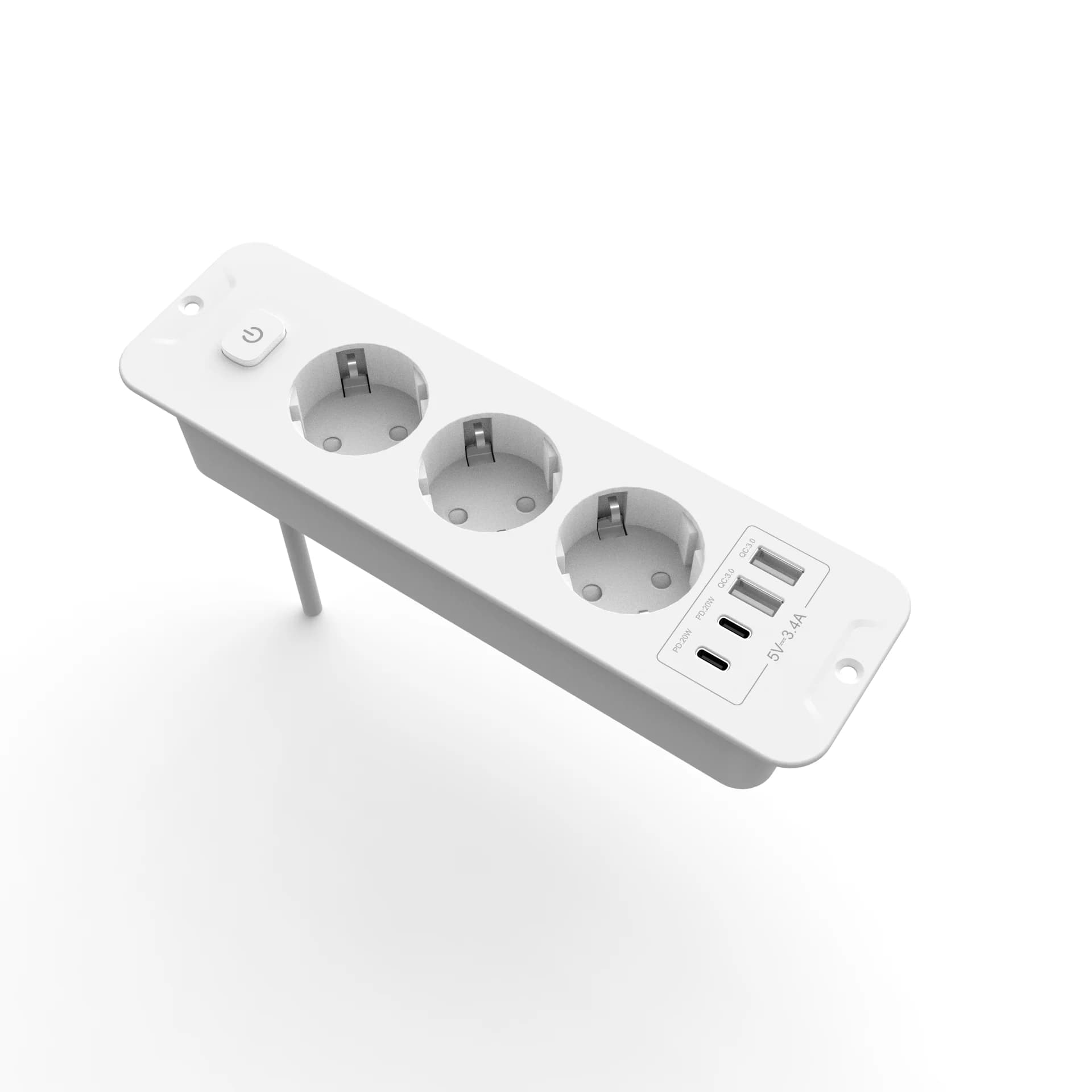 Prises encastrées sur Table ue, prises intégrées avec 2 ports USB 2 Type C PD20W, prise de courant c