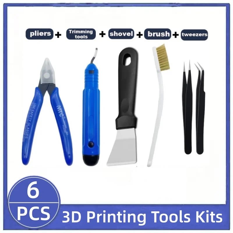 Outils d'impression 3D, outils de différents types, ciseaux, aiguilles de nettoyage, pinces, kits de
