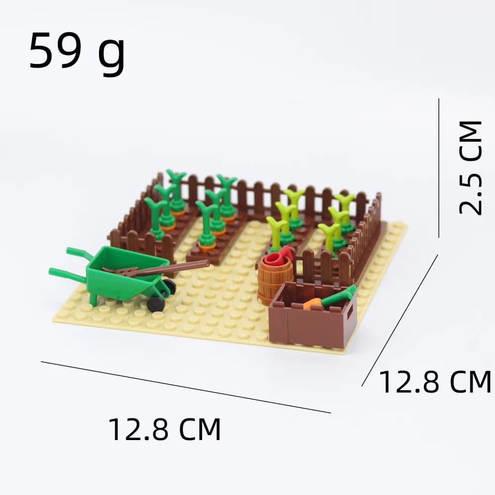 MOC – bloc de construction pour jardin de légumes, citrouille, raisin, petit grain, verger, scène d'