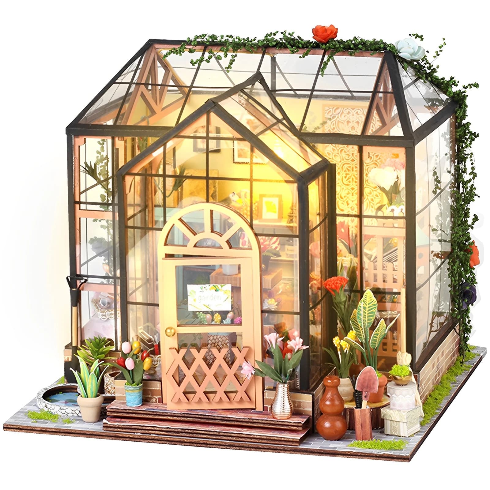 Kit de maison de course l'inventaire avec lumière LED et meubles faits à la main, puzzle 3D, assembl