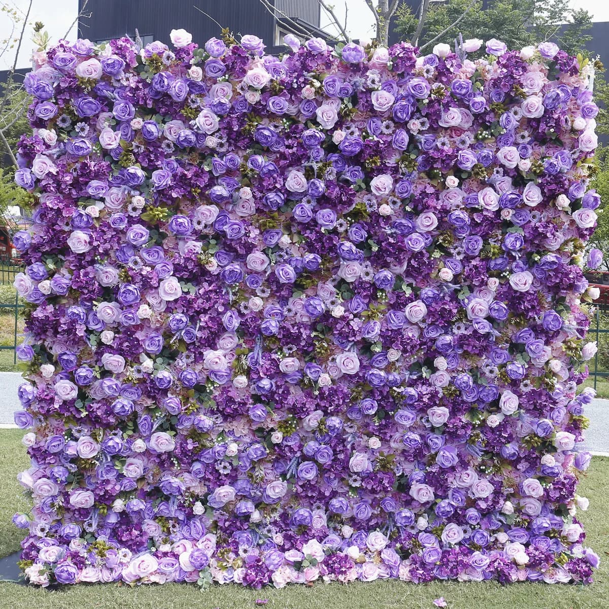 Mur de fond de fleur violette 5D, fausse fleur de célébrité d'internet, décoration de mariage, aména