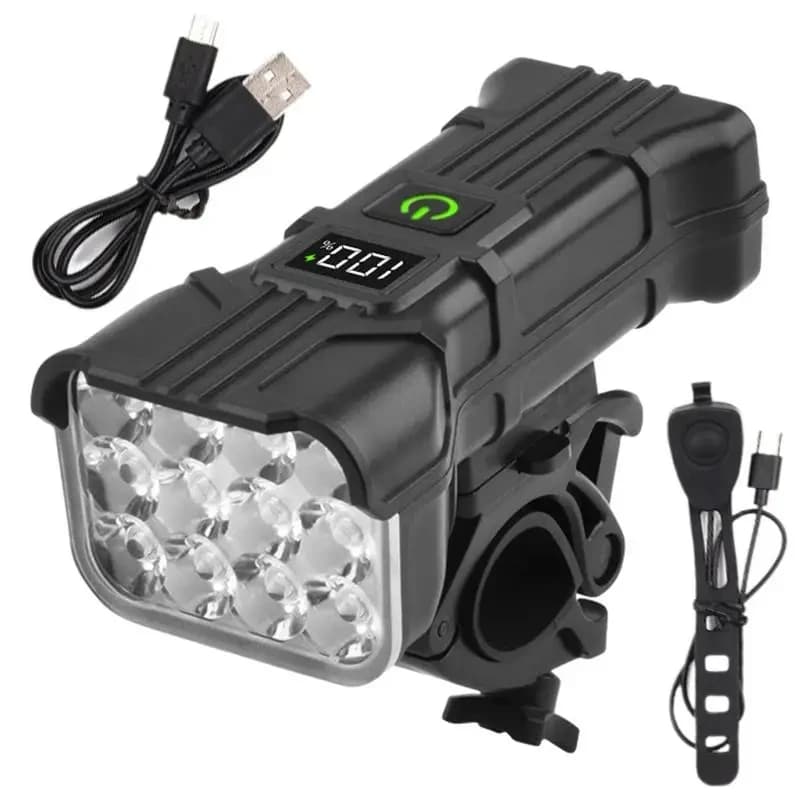 Feu avant de vélo à 12 LED, Rechargeable, avec klaxon, phares de vélo vtt, lampe de sécurité pour cy