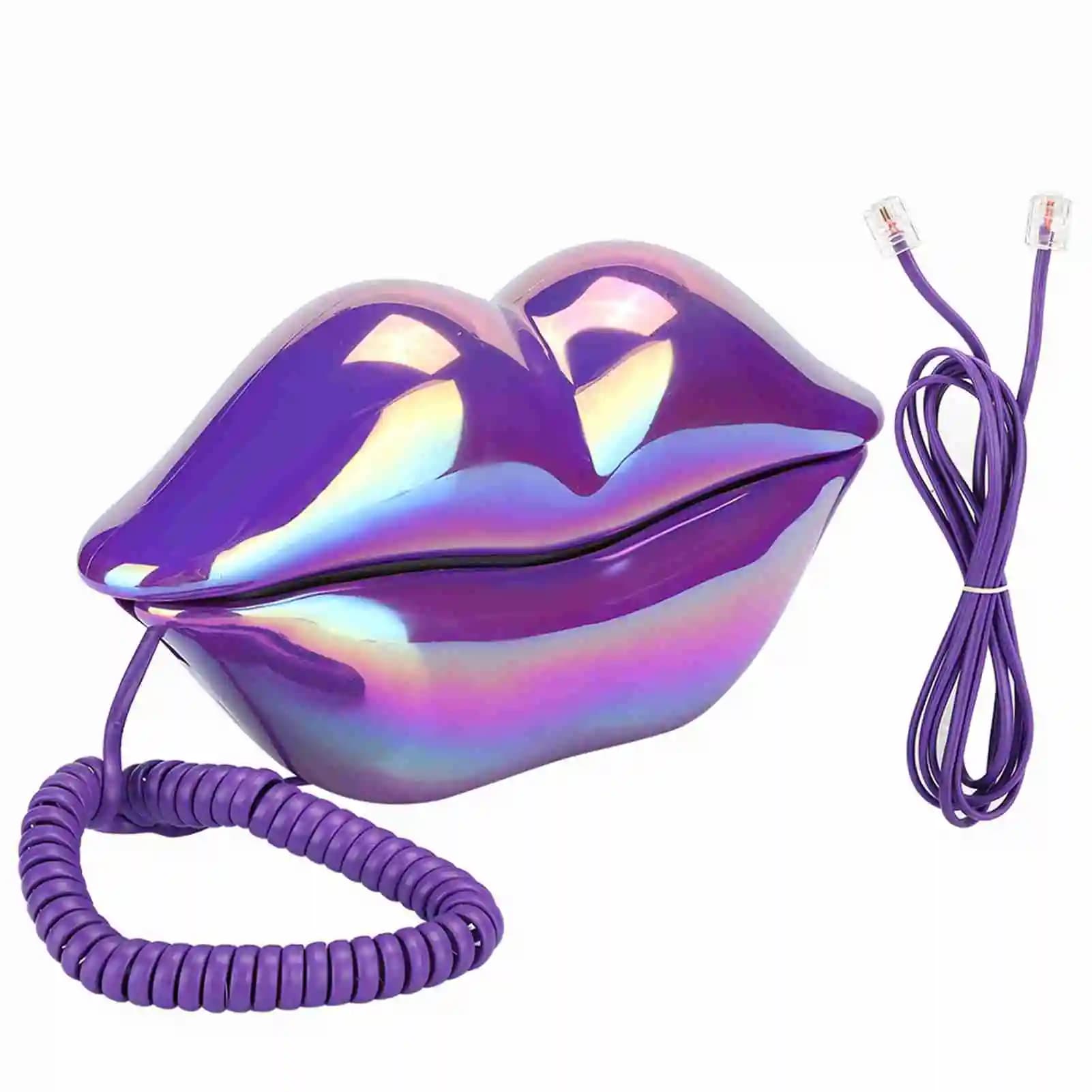 【Nouveau】 Téléphone fixe créatif à lèvres violettes par galvanoplastie pour téléphone fixe de bureau