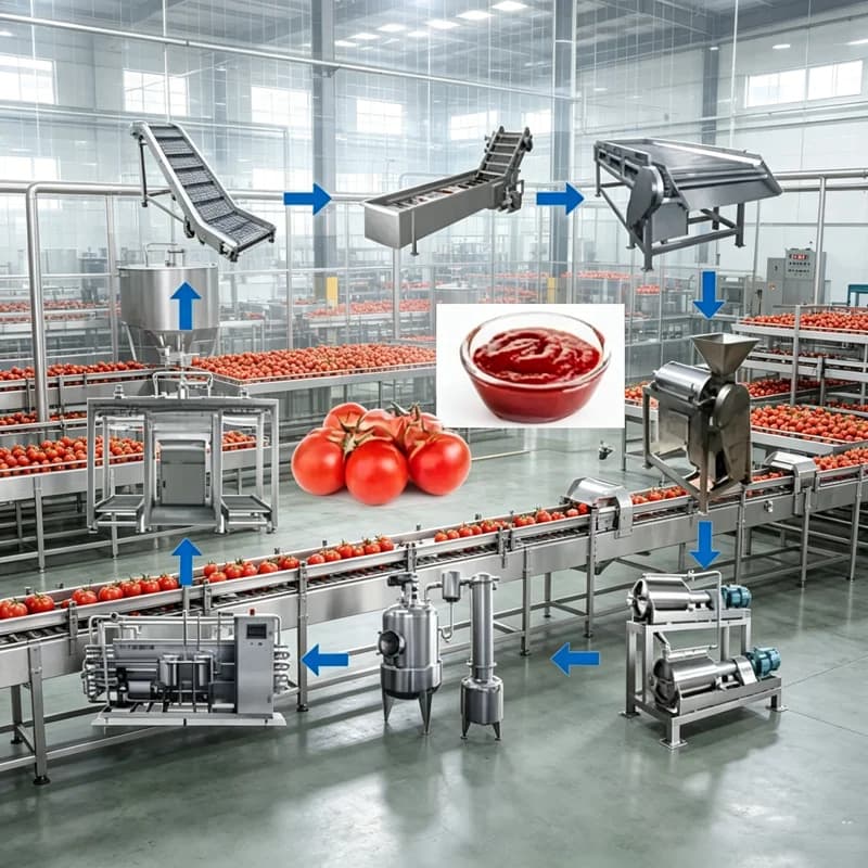 Machine industrielle de fabrication de sauce tomate, ligne de production professionnelle de ketchup,