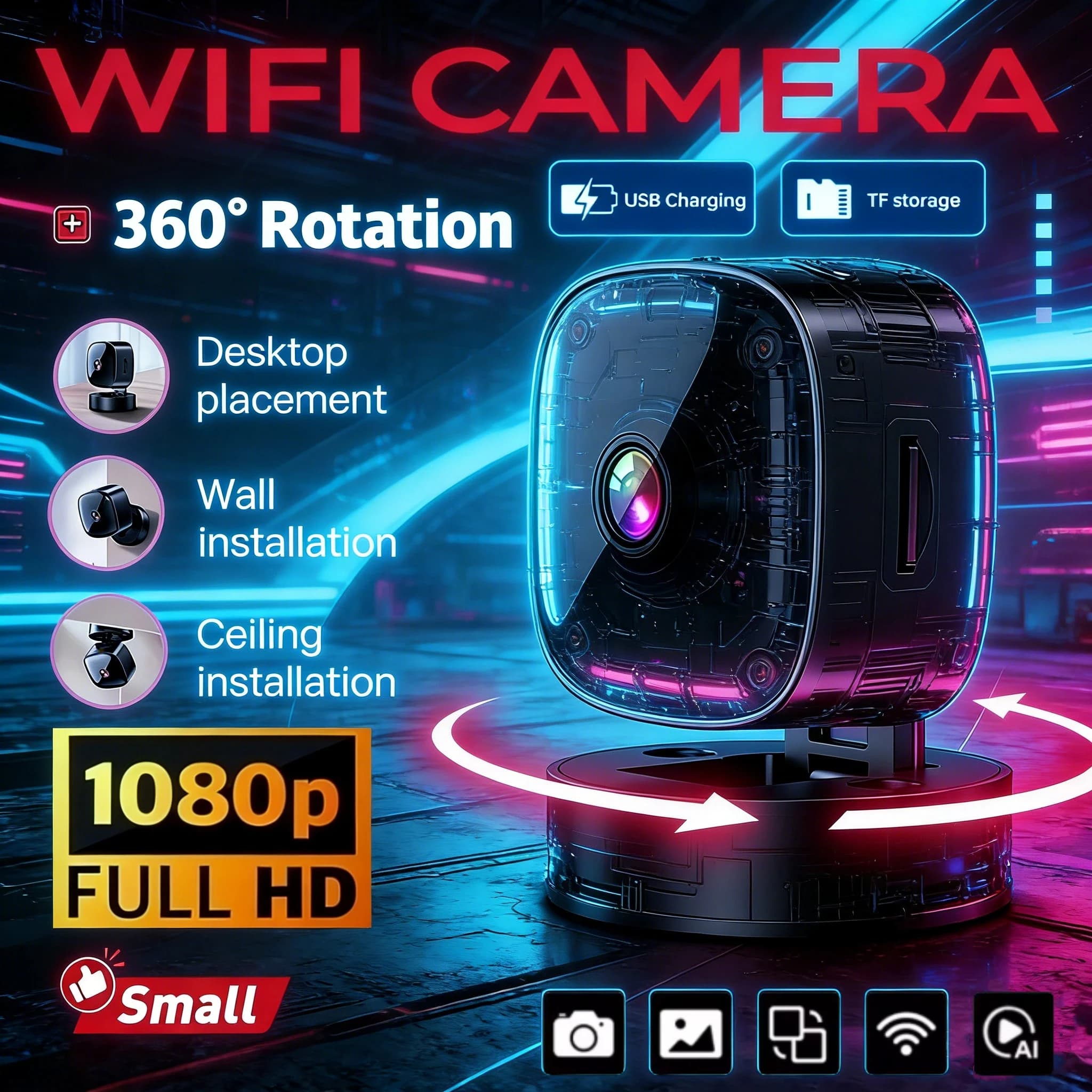 Mini caméra HD 4K Wifi 2.4G, caméra sans fil, protection de sécurité, surveillance à distance, camés