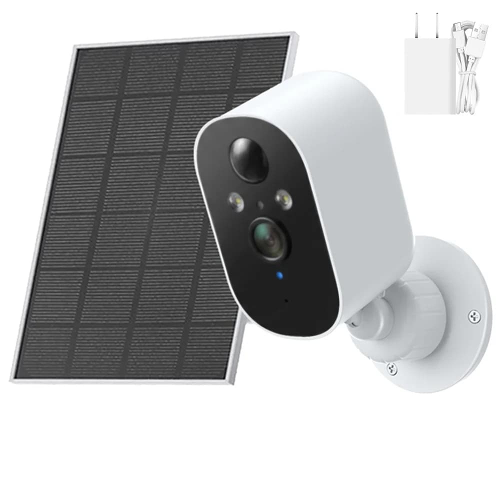 Caméra WiFi 2K solaire sans fil pour extérieur, alimentée par énergie solaire, caméra de sécurité HD
