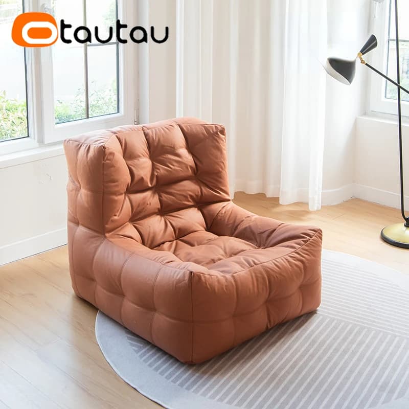 OTAUTAU Faux cuir gaufré Pouf canapé Pouf couverture sans remplissage bouffée Chaise longue inclinab