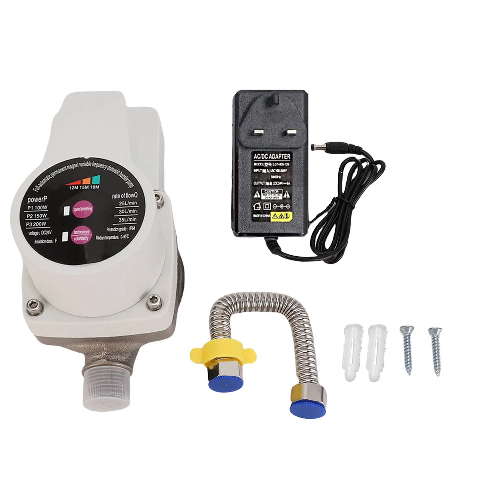 Pompe de surpression d'eau DC 24V 100 150 200W 25 30 35L/min, silencieuse, pour douche, détection au