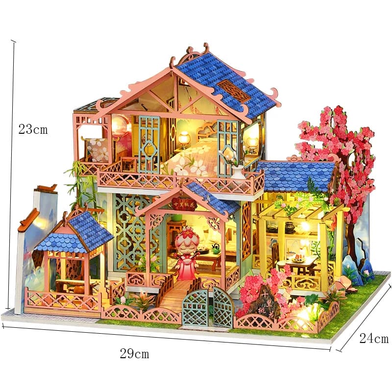 Bricolage grande maison de poupée meubles miniatures en bois maison de poupée étui fait à la main mo