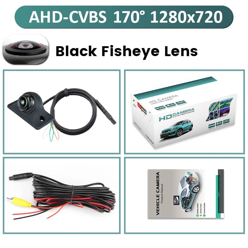 GreenYi 360 ° Caméra de recul de voiture AHD1080 réglable, Mini face/avant/arrière 170 universelle