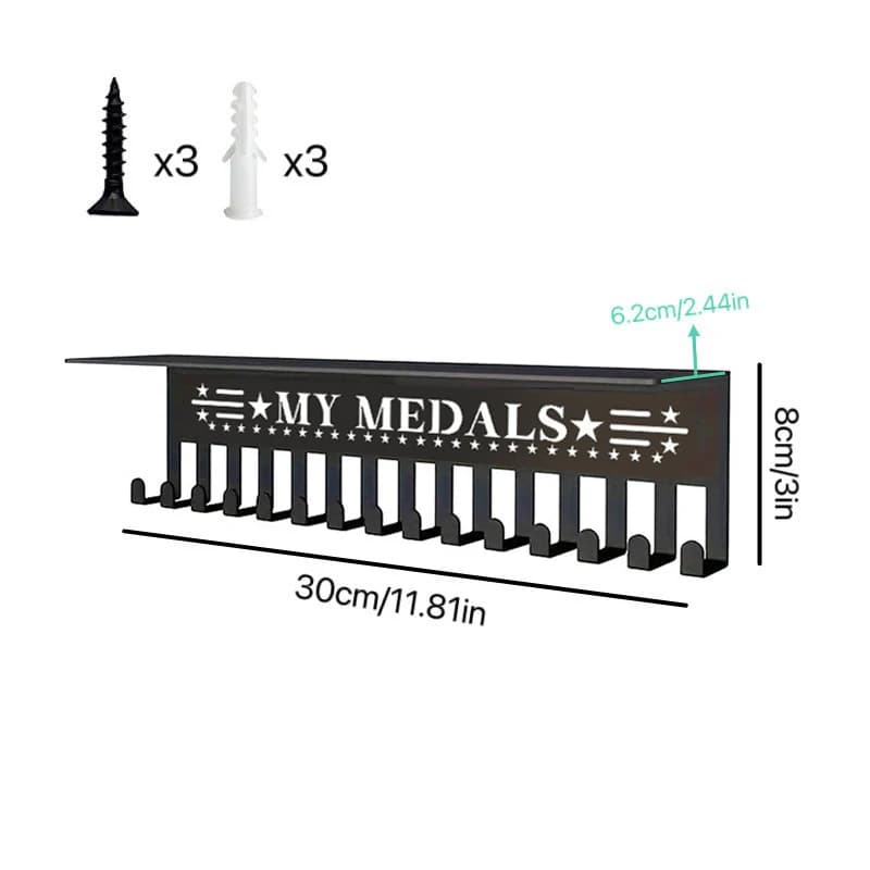 Présentoir de trophée en métal robuste, crochets de médaille, organisateur mural, support de rangeme