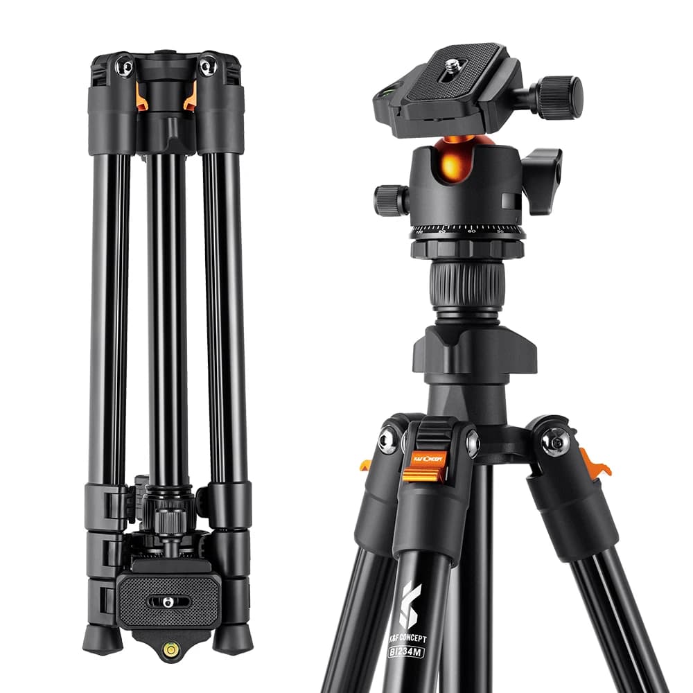 K&F CONCEPT Trépied de voyage portable pour appareil photo, trépied flexible pour vlog avec tête sph
