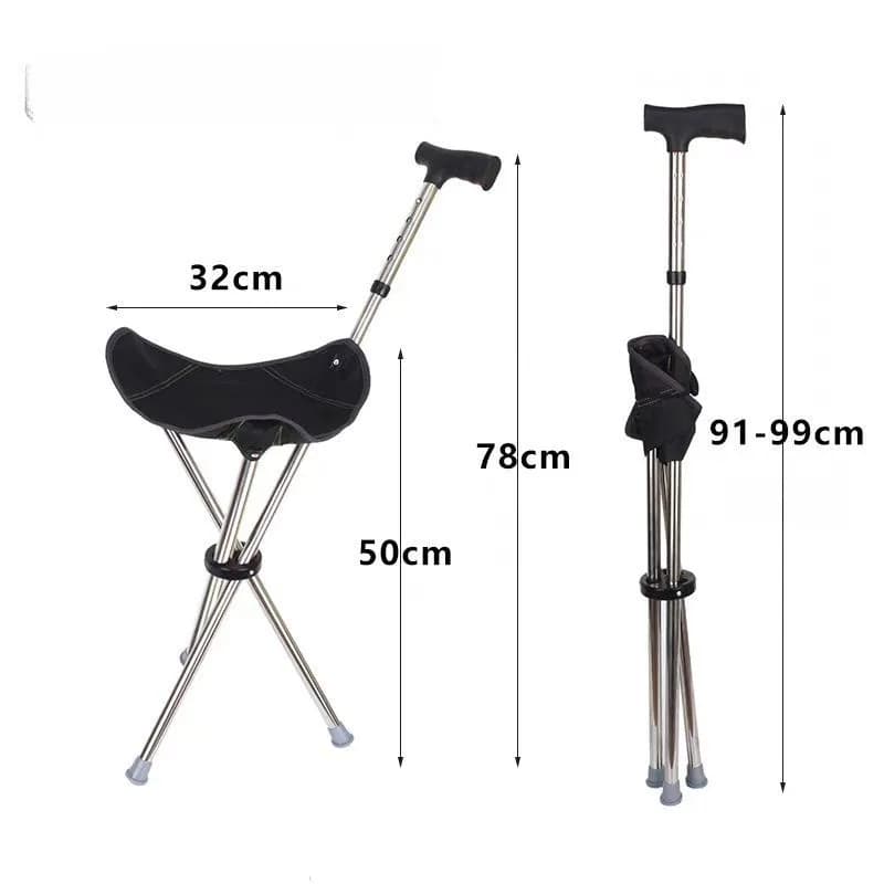 Le poteau pour personnes âgées avec siège rétractable antidérapant chaise de canne de randonnée aide