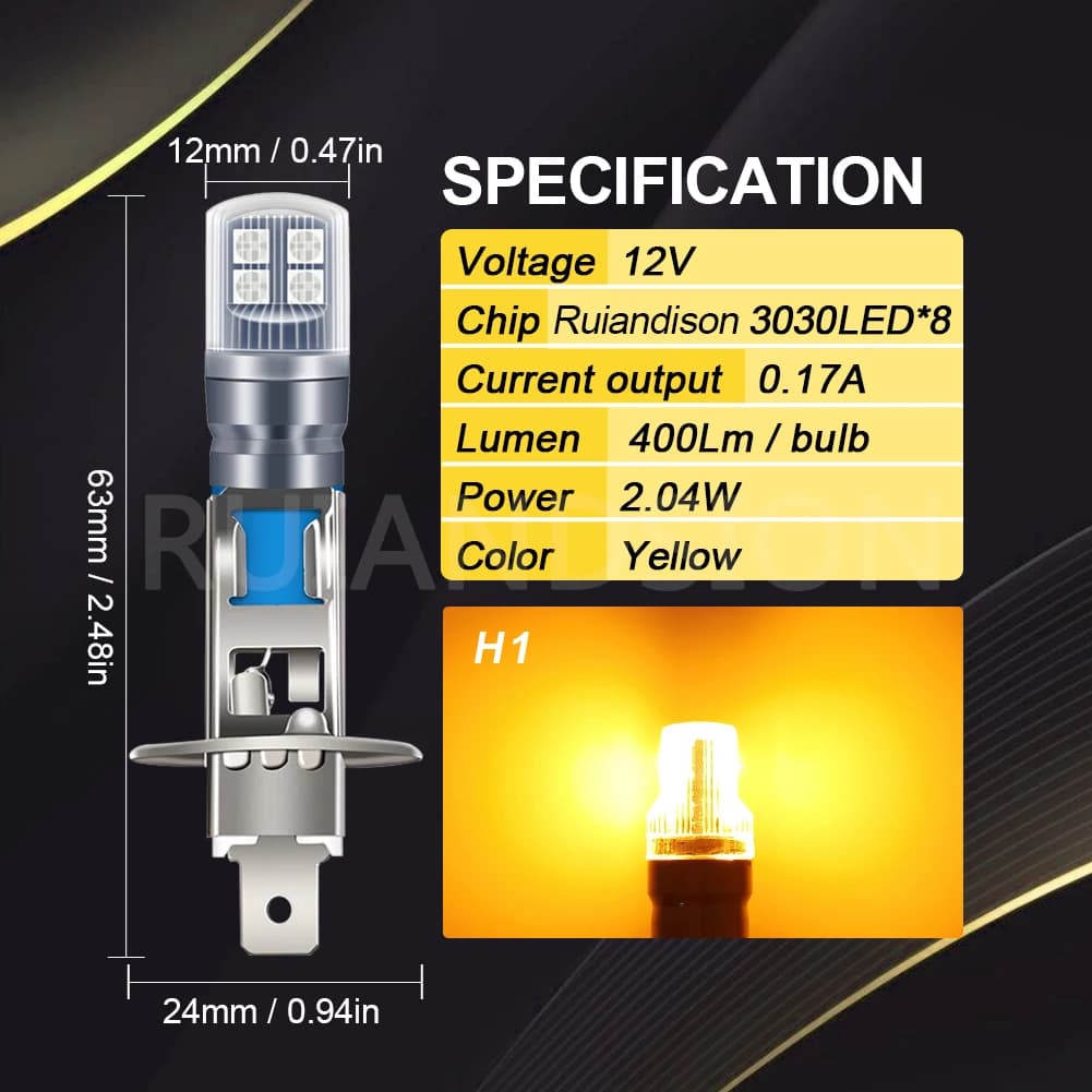 Ampoules de phare antibrouillard LED H3, super lumineuses, DRL, puce 3030, ampoule H1, 12V, Plug and