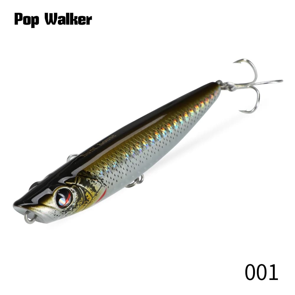Hunthouse 90mm/11.6g Pop Walker crayon leurre de pêche flottant dur appât Surface Topwater Popper WT