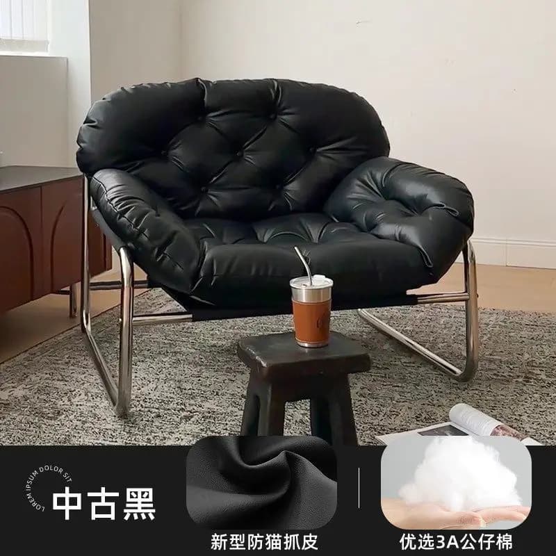 Fauteuil lounge moderne pour salon, siège individuel en crème style luxe léger, fauteuil paresseux p