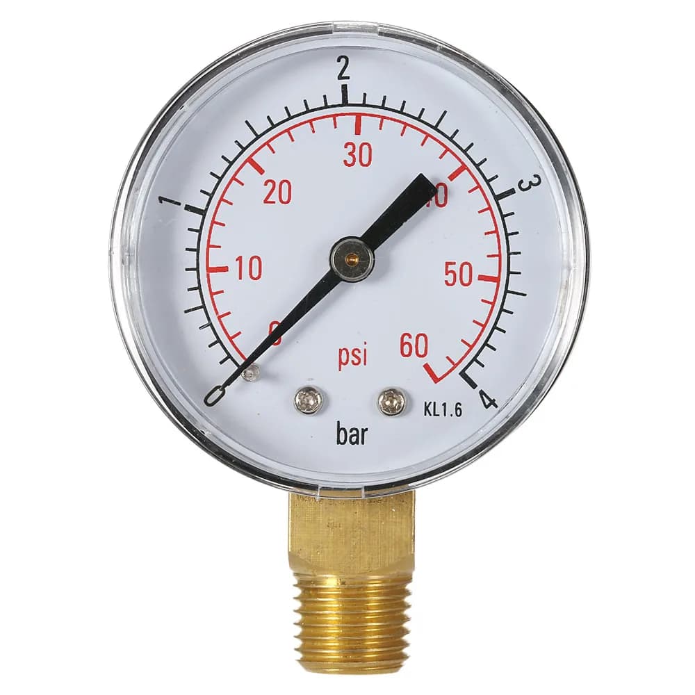 Manomètre hydraulique à cadran de pression d'eau, manomètre à filetage NPT, 50mm, 0-15psi, 0-1bar, 0