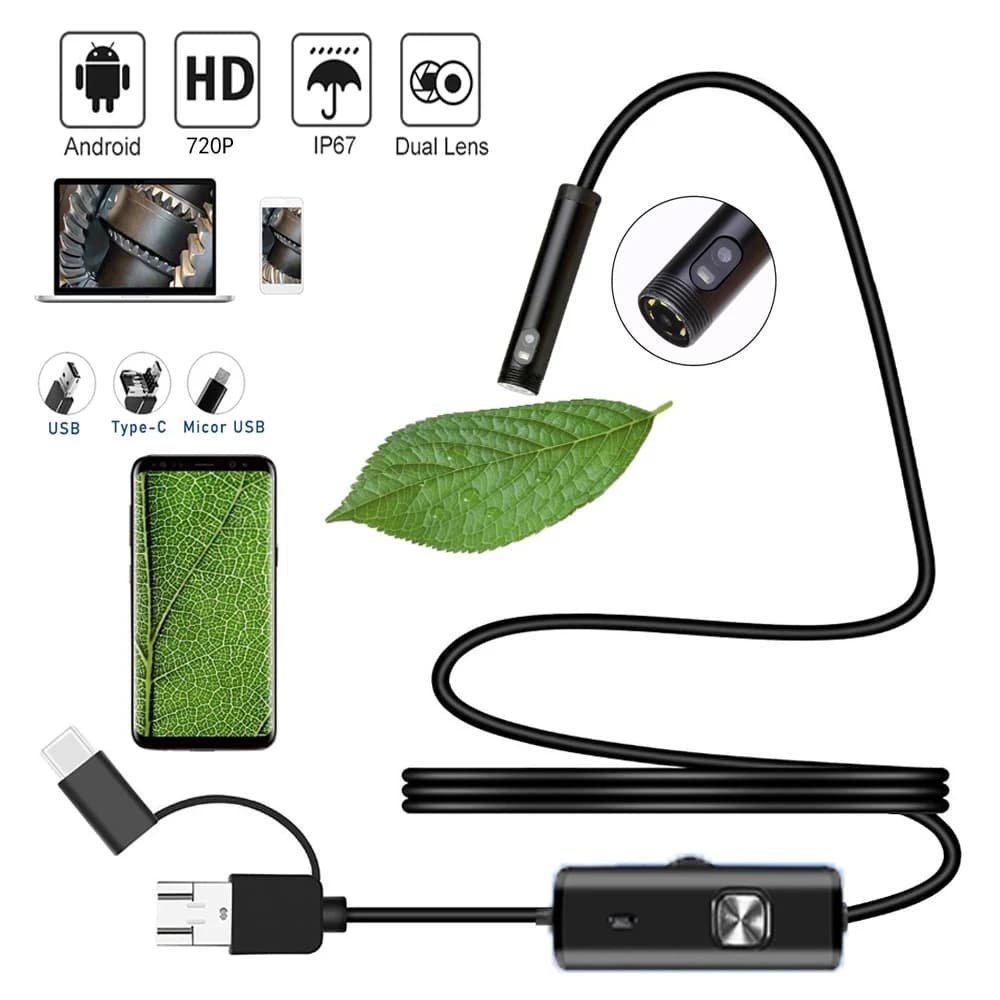 Endoscope 3.9mm trois caméras pour Android Smartphone tablette voiture double objectif Mini caméra e