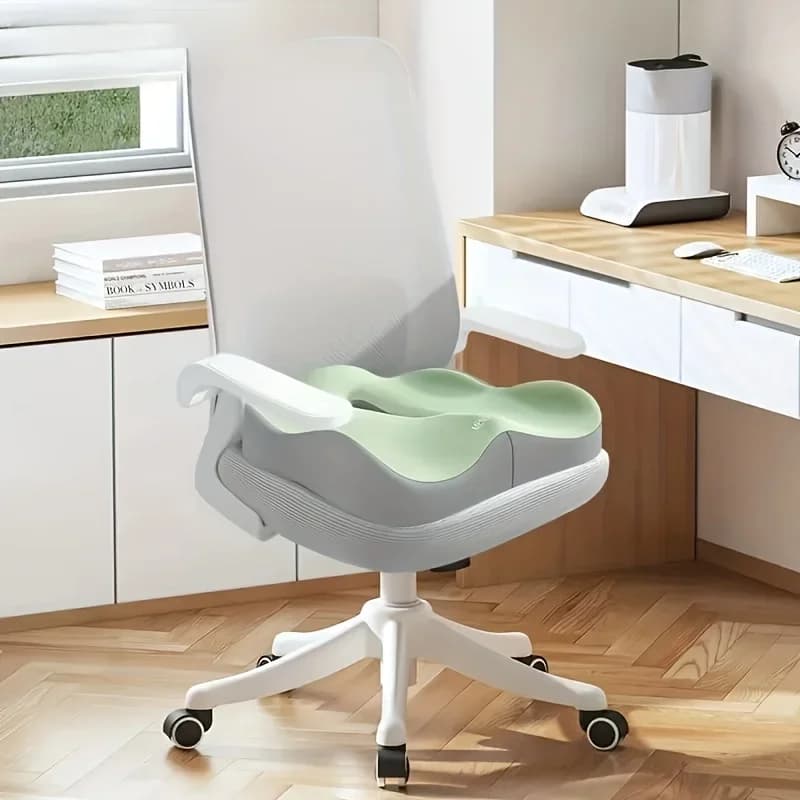 Coussin de siège en mousse à mémoire de forme confortable – Design ergonomique 3D, vert clair et gri