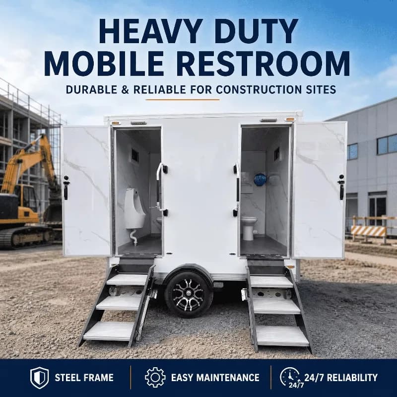 Toilettes mobiles industrielles pour chantier, grand réservoir de stockage des eaux usées, porte her