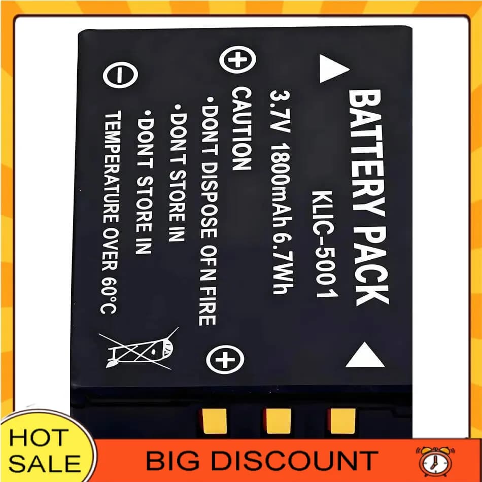 Batterie de caméra K5001 1800Mah pour Kodak Klic-5001 Easyshare DX6490 DX7440 DX7590 DX7630 P712 P85