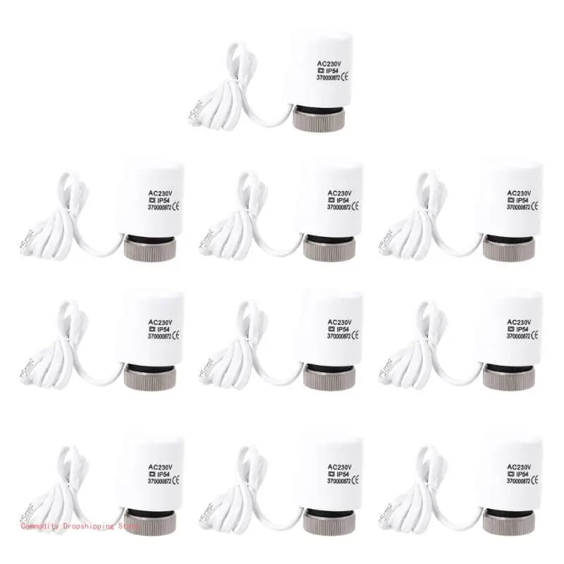 10 actionneurs thermiques électriques 230V normalement fermés NC M30 \ 1.5mm TRV, vannes radiateur t