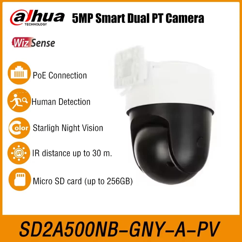 Caméra de sécurité Dahua 5MP intelligente à double éclairage réseau WizSense PT avec détection humai