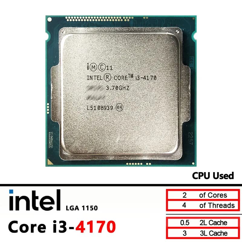 Intel Core i3-4170 utilisé processeur i3 4170 3,7 GHz Dual-Core Quad-Thread 3M 54W LGA 1150