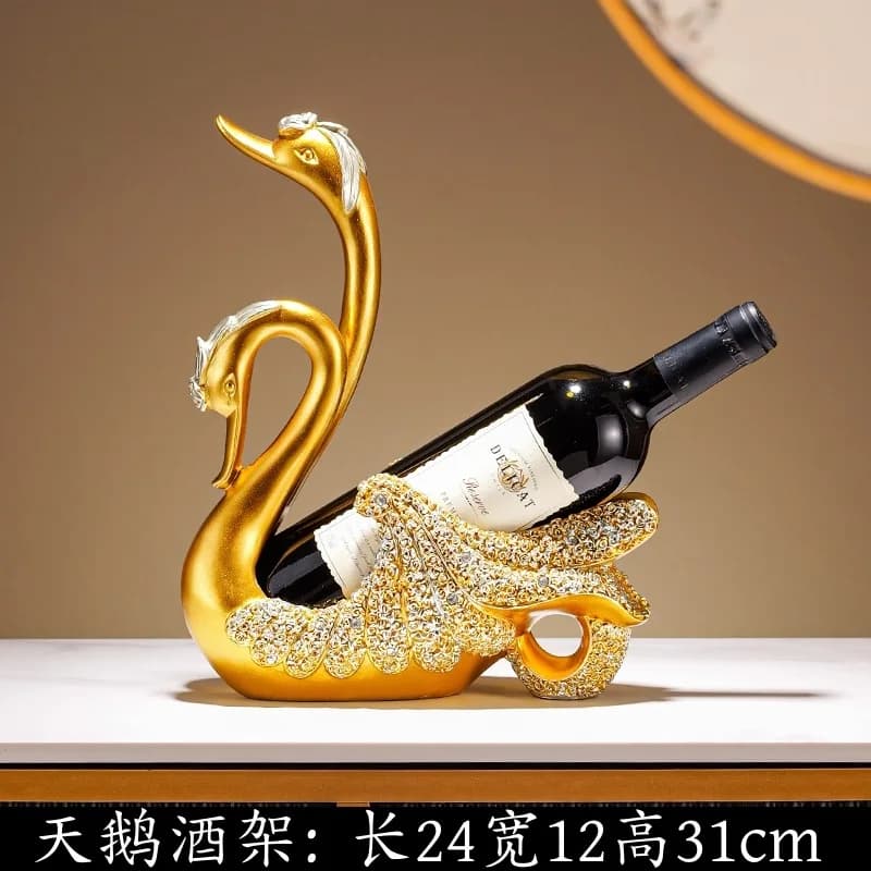 Ornements faits à la main en forme de cygne noir, luxe léger et haut de gamme, pour bouteille de vin